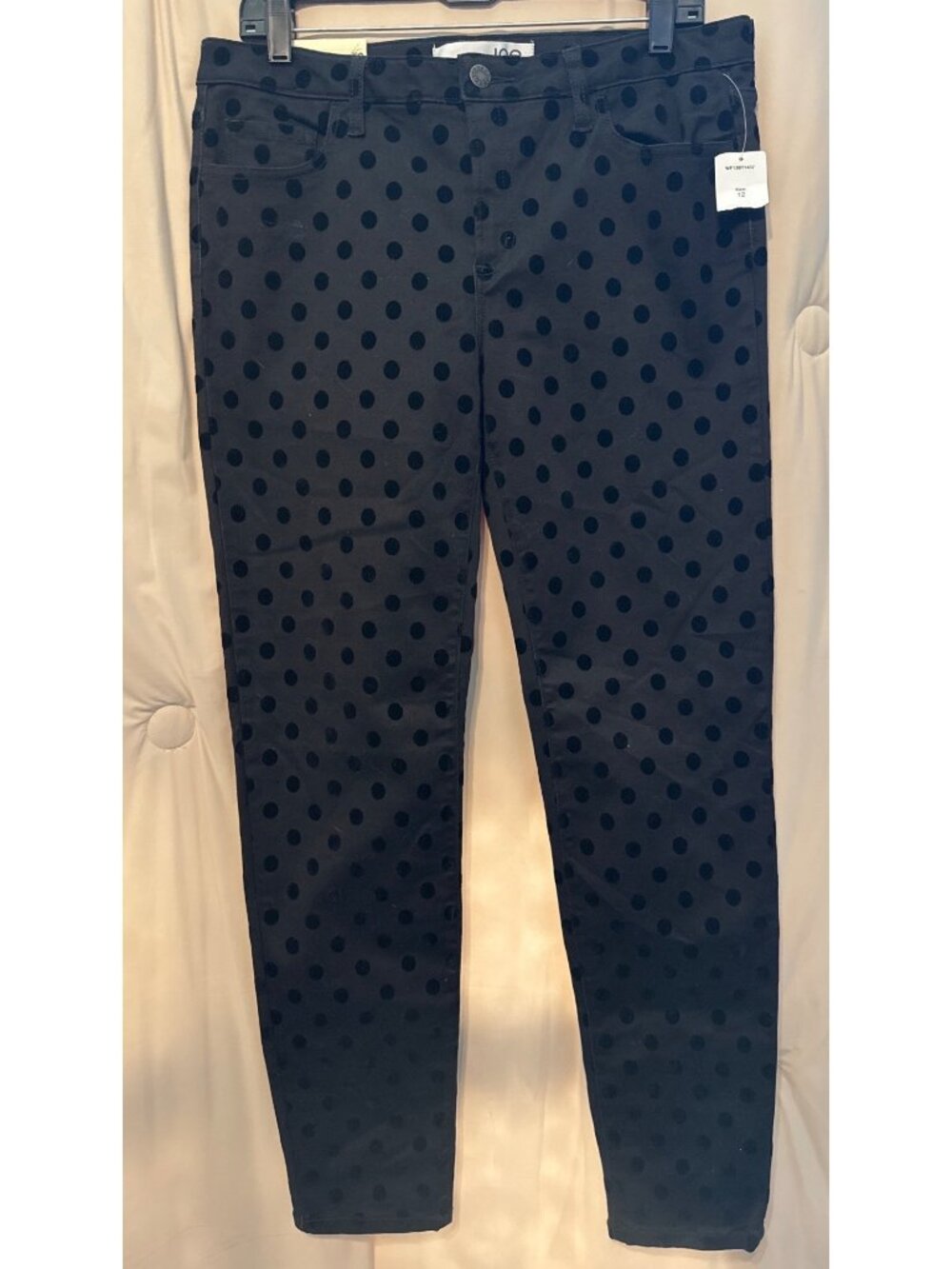 NEW Joe Fresh Black on Black Polka Dot Jeans Size 12 NWT